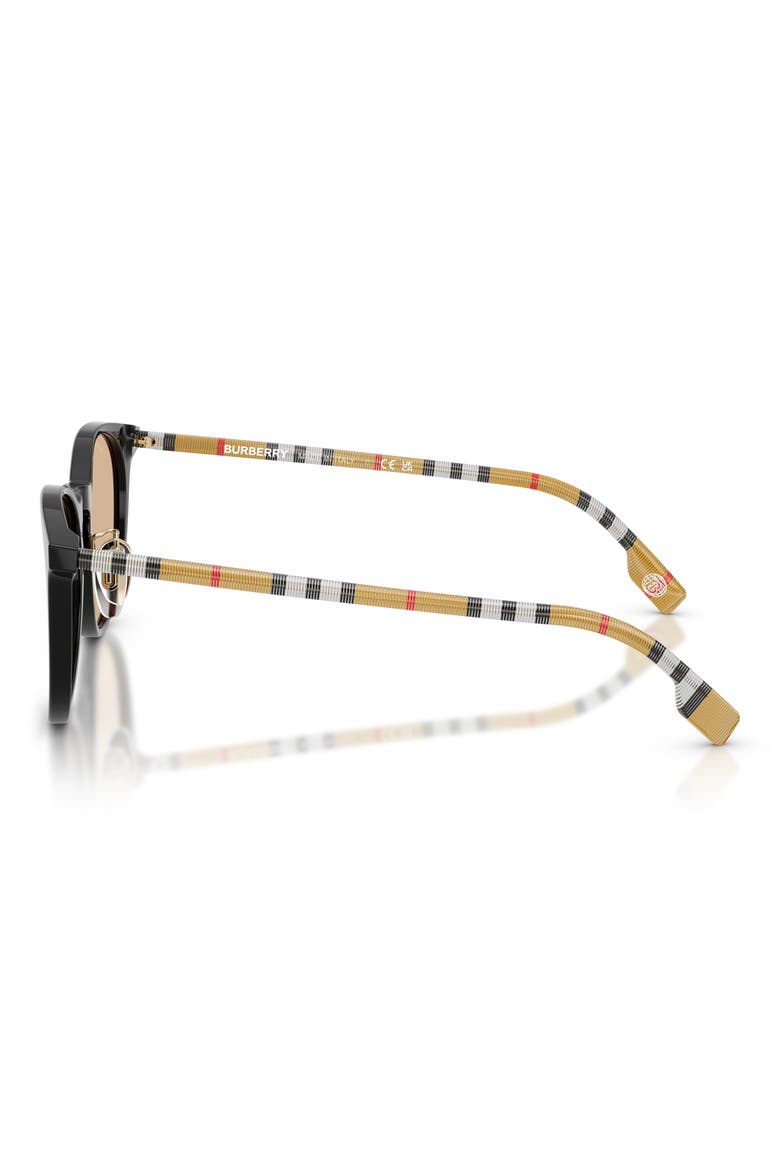 51mm Round Sunglasses, Alternate, color, BLACK / LIGHT BROWN