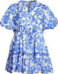 SUGARLIPS Shia Floral Noella Puff Sleeve Cotton Minidress