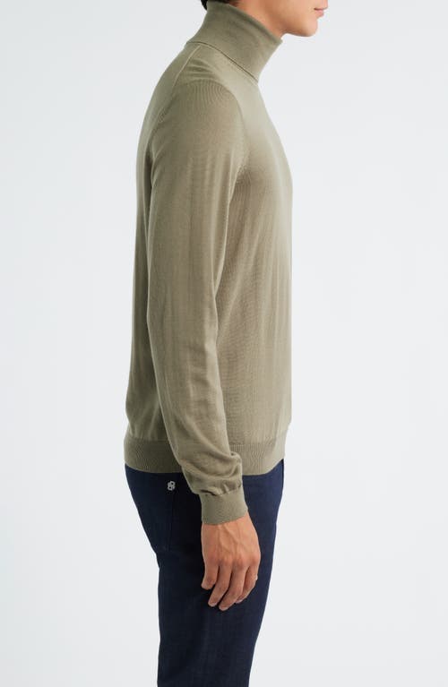 Hugo Boss Boss Musso Virgin Wool Turtleneck Sweater In Green