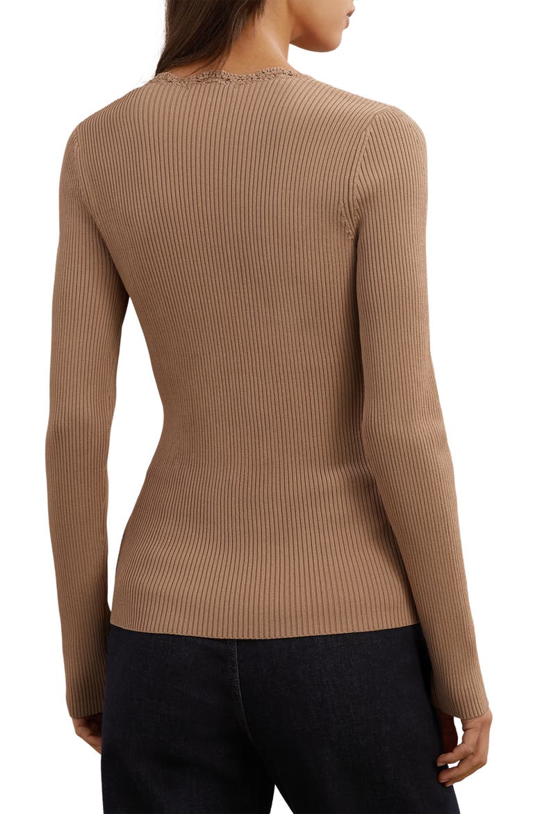 Lara Lace Detail Rib Sweater, Alternate, color, TAUPE NEUTRAL