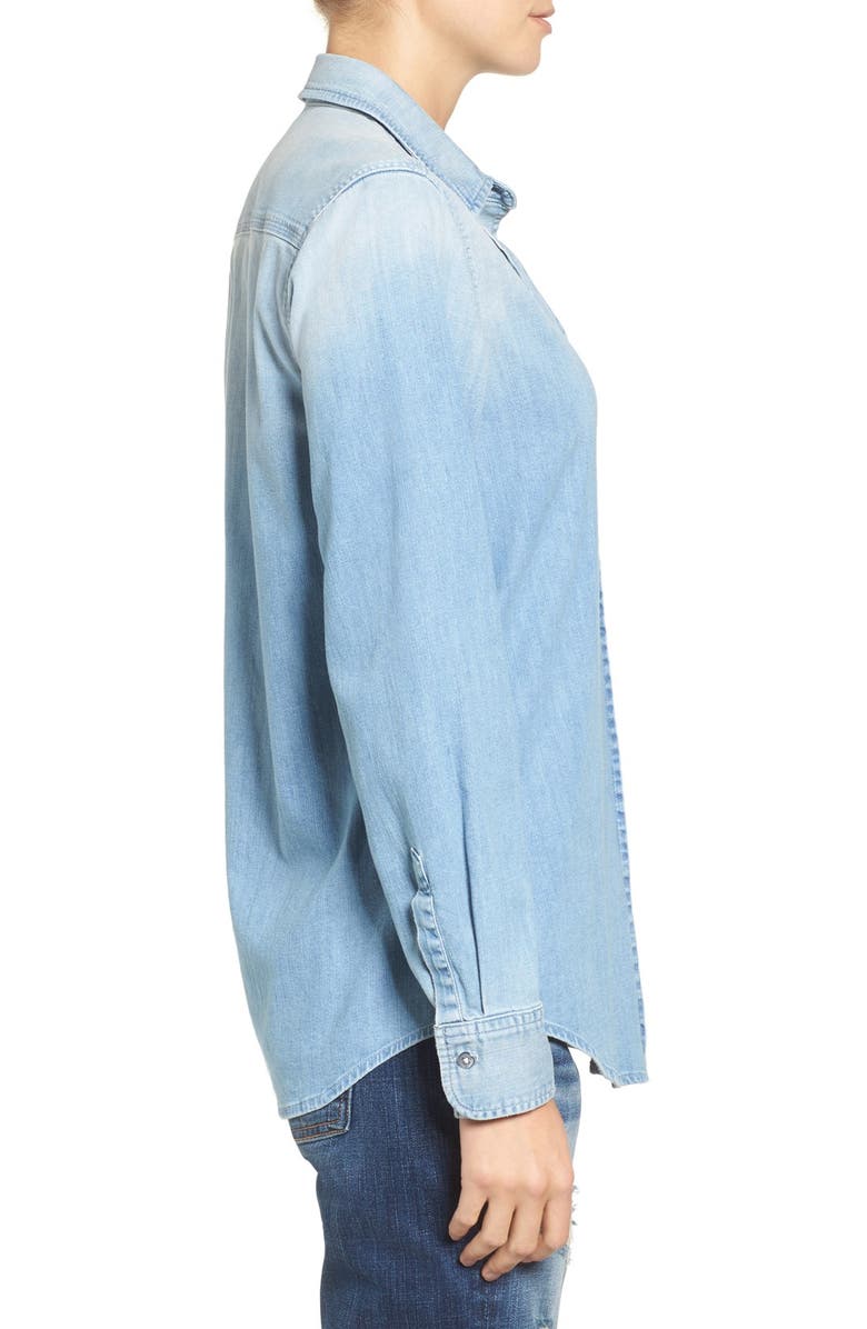 7 For All Mankind <sup>®</sup> Torn Pocket Denim Boyfriend Shirt, Alternate, color, 
