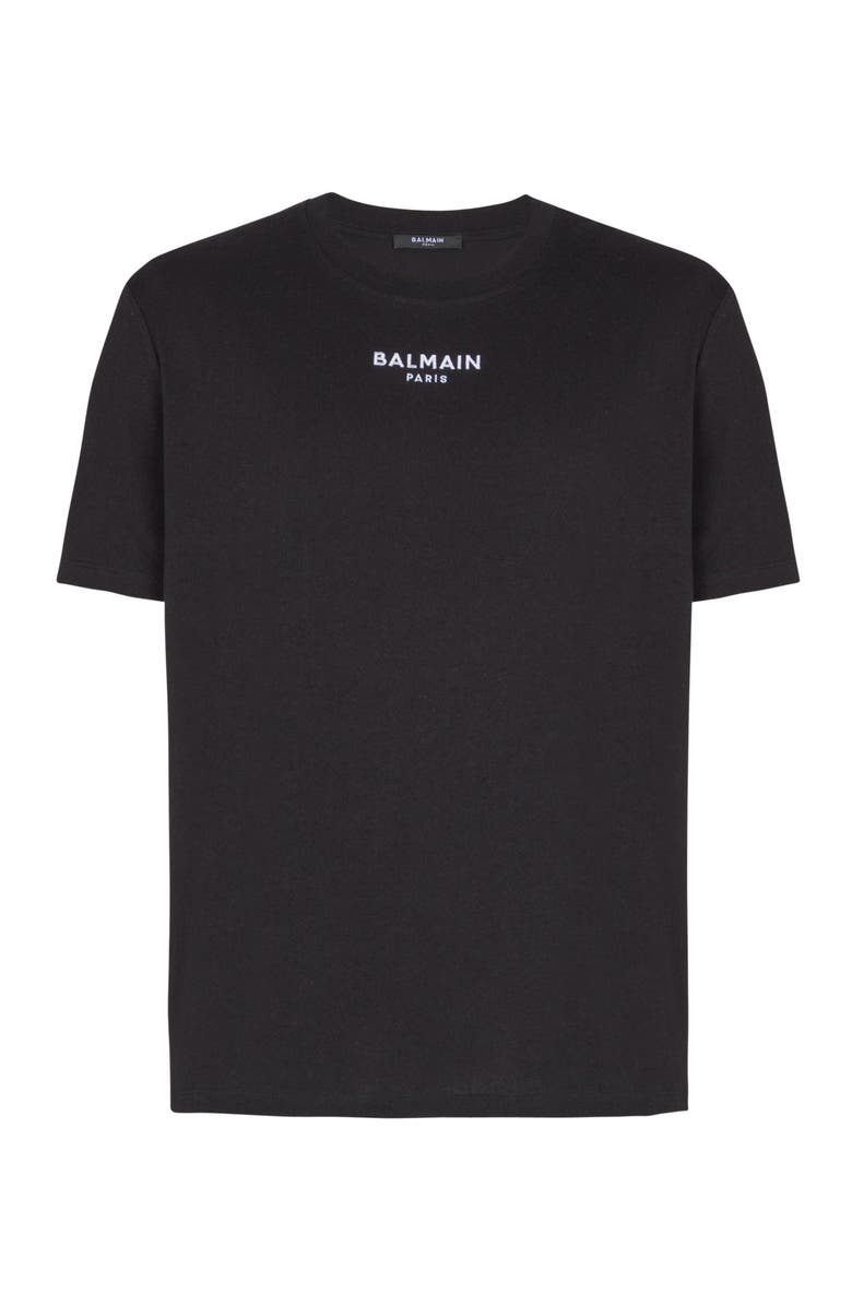 Balmain Embroidered Balmain Paris T-shirt, Alternate, color, Black