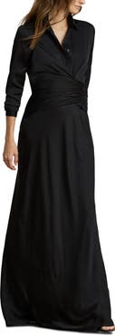 Lauren Ralph Lauren Featherweight Satin Charmeuse Shirtdress Gown