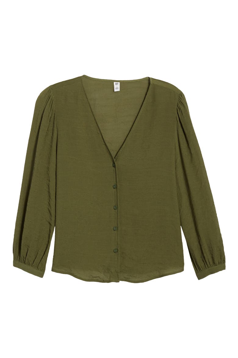 Textured Blouson Sleeve Top, Alternate, color, GREEN CYPRESS