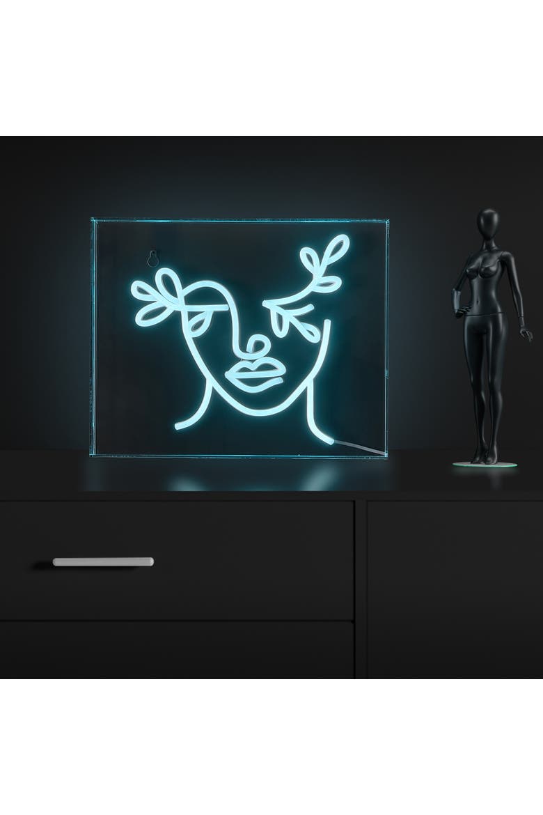 Teary Contemporary Glam Acrylic Box USB Operated LED Neon Light, Alternate, color, Blue