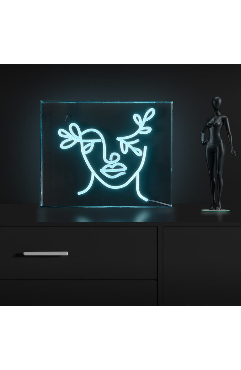 JONATHAN Y Teary Contemporary Glam Acrylic Box USB Operated LED Neon Light, Alternate, color, Blue