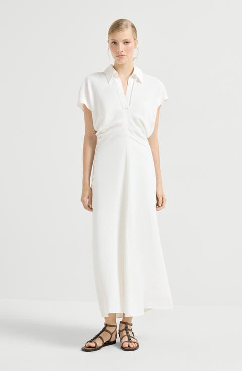 Twill dress with monili