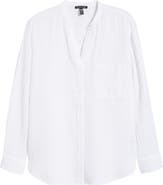 Eileen Fisher Mandarin Collar Textured Organic Cotton Tunic