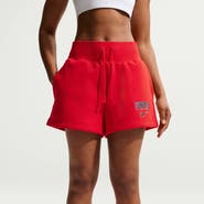Nike Women's Nike Red USMNT 2026 Phoenix Fleece High-Waisted Shorts