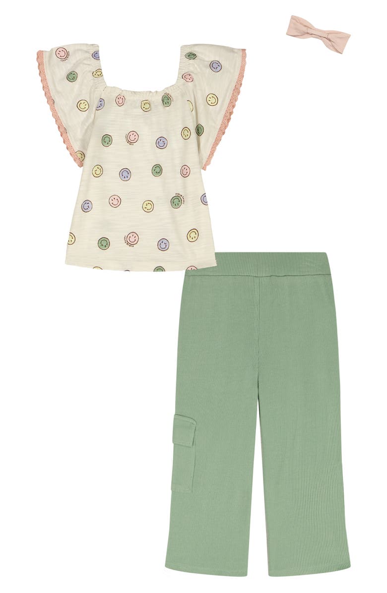 Lucky Brand Kids' 3-Piece Tunic & Rib Pants Set, Alternate, color, Green Multi