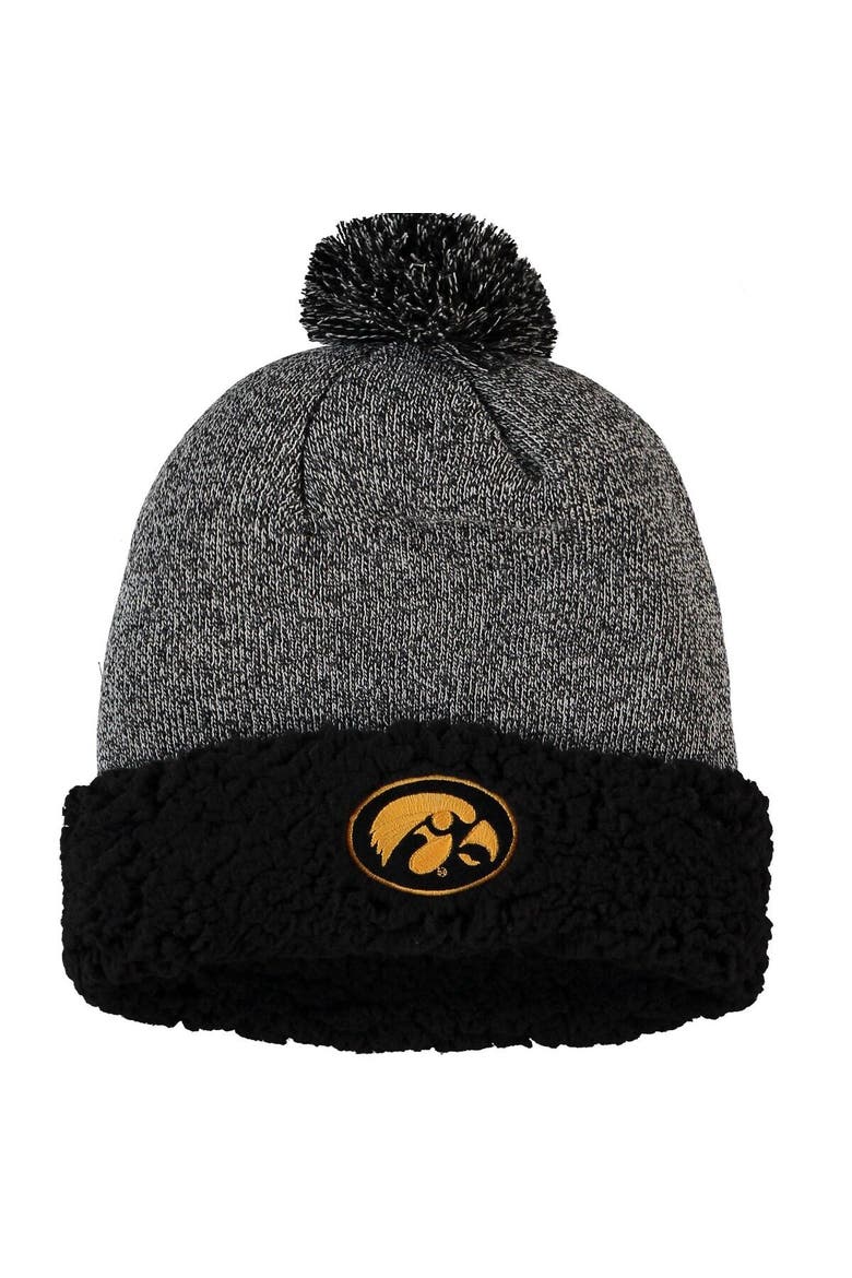 Women's Top of the World Black Iowa Hawkeyes Snug Cuffed Knit Hat with Pom, Main, color, Black