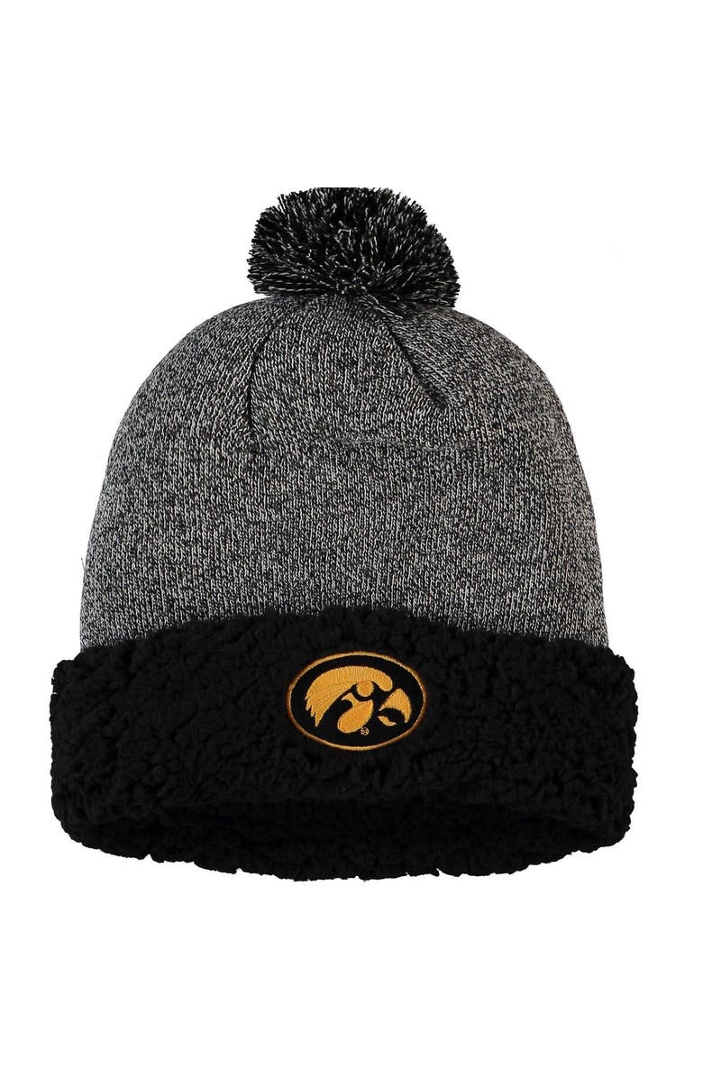 TOP OF THE WORLD Women's Top of the World Black Iowa Hawkeyes Snug Cuffed Knit Hat with Pom, Main, color, Black