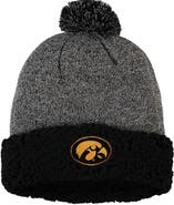 TOP OF THE WORLD Women's Top of the World Black Iowa Hawkeyes Snug Cuffed Knit Hat with Pom