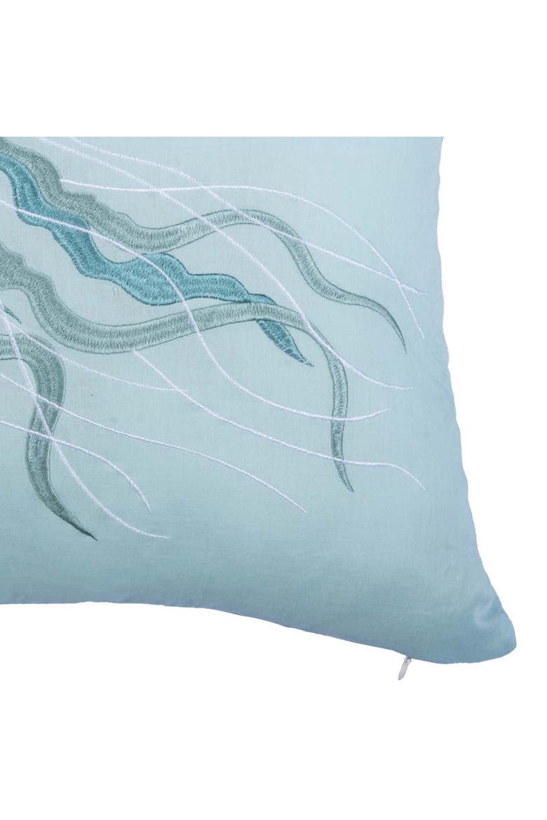 Jellyfish Embroidered Cotton Blend Accent Throw Pillow 18" x 18", Alternate, color, Blue