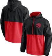 FANATICS Men's Fanatics Branded Black/Red Toronto Raptors Anorak Block Party Windbreaker Half-Zip Hoodie Jacket