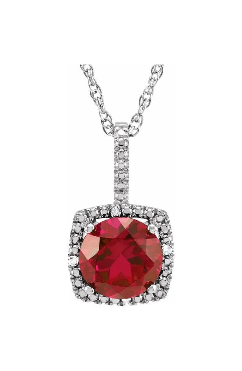 ALLUREZ Lab Grown & Natural Diamond Pendant Necklace in Sterling Silver, Main, color, Ruby