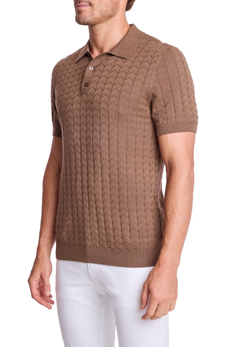 PAISLEY & GRAY Trim Fit Zigzag Knit Polo, Alternate, color, Maple Bacon