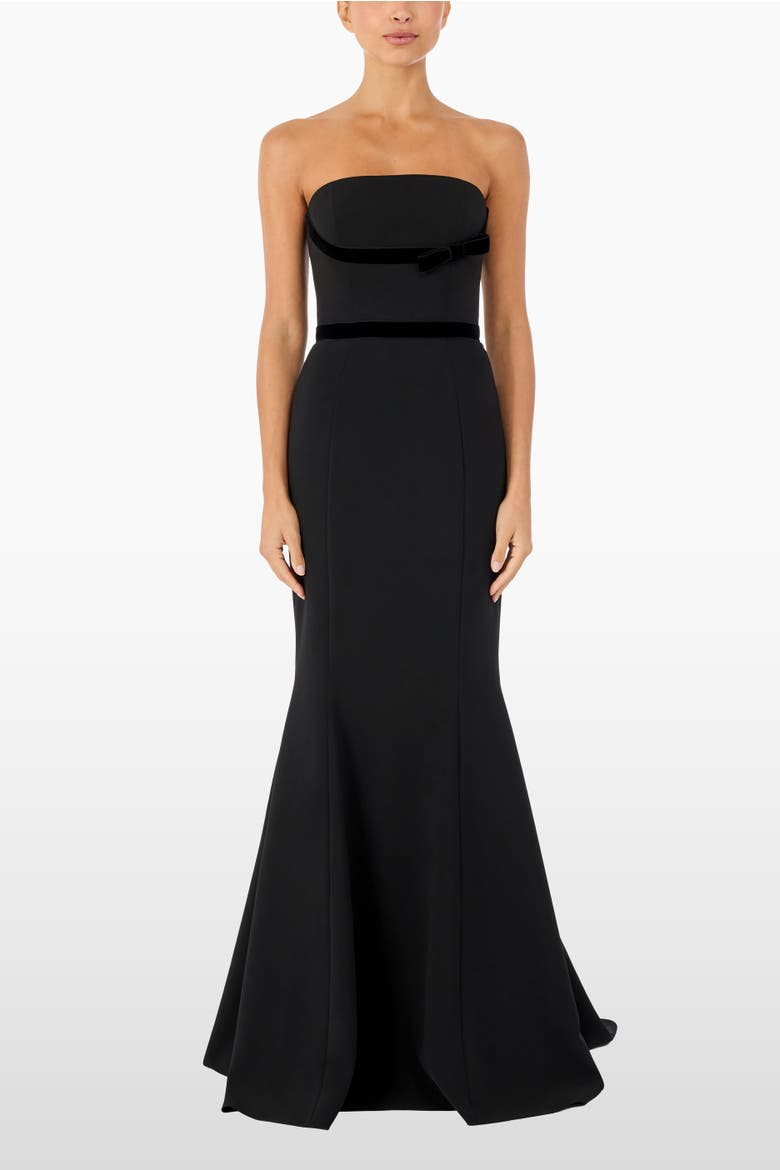 Pamela Bow-Detail Strapless Maxi Dress, Alternate, color, Liquorice