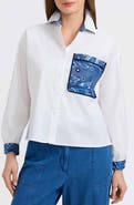 Foxcroft Marina Contrast Trim Cotton Button-Up Shirt