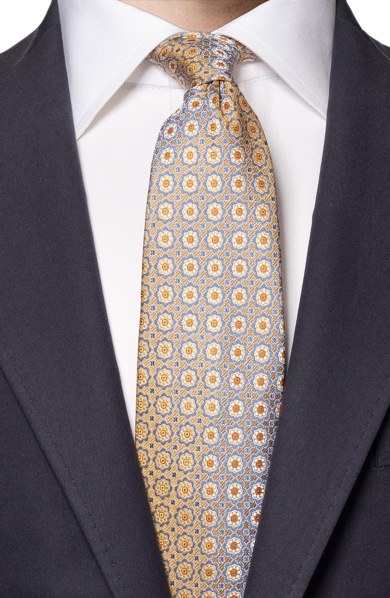 Eton Floral Medallion Silk Tie, Alternate, color,