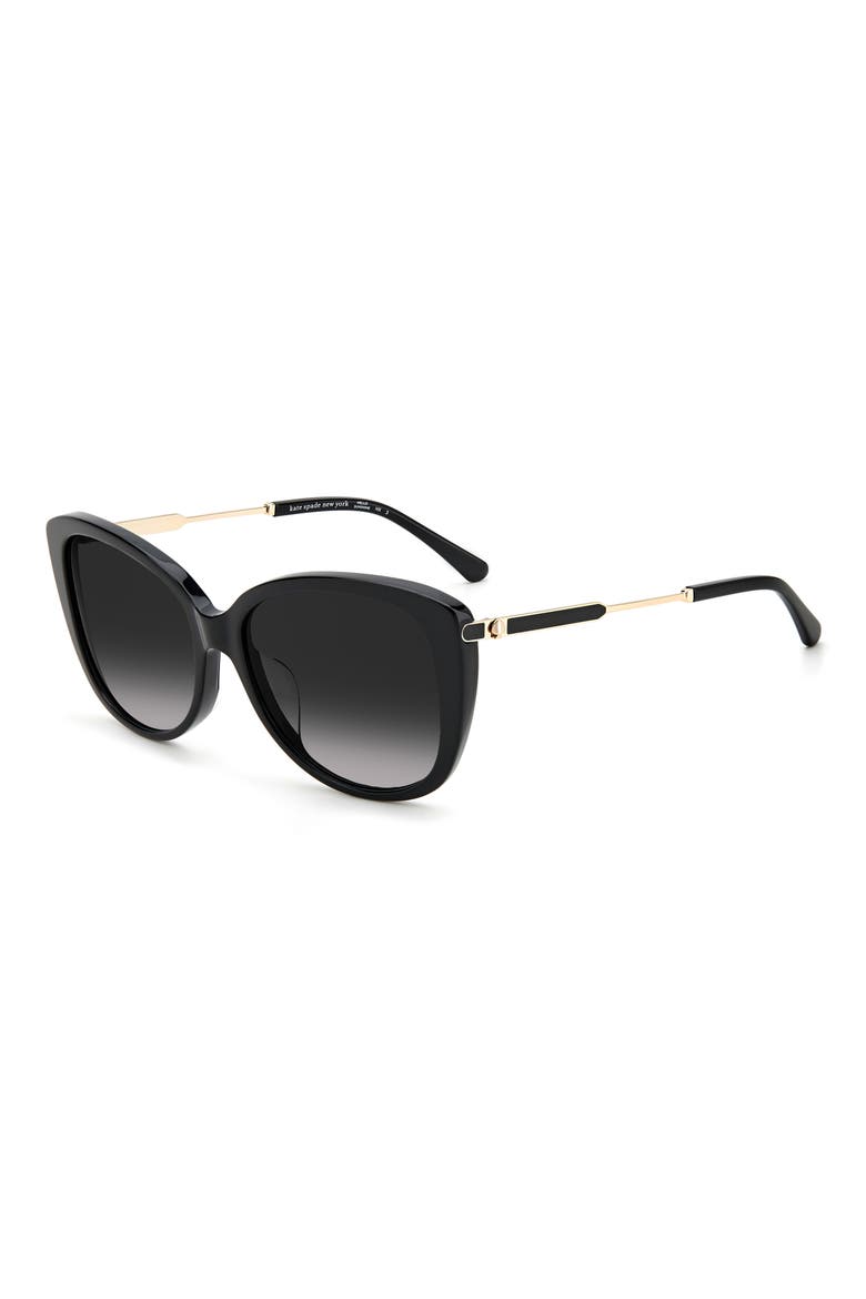 57mm lorene cat eye sunglasses, Alternate, color, BLACK/ GREY SHADED