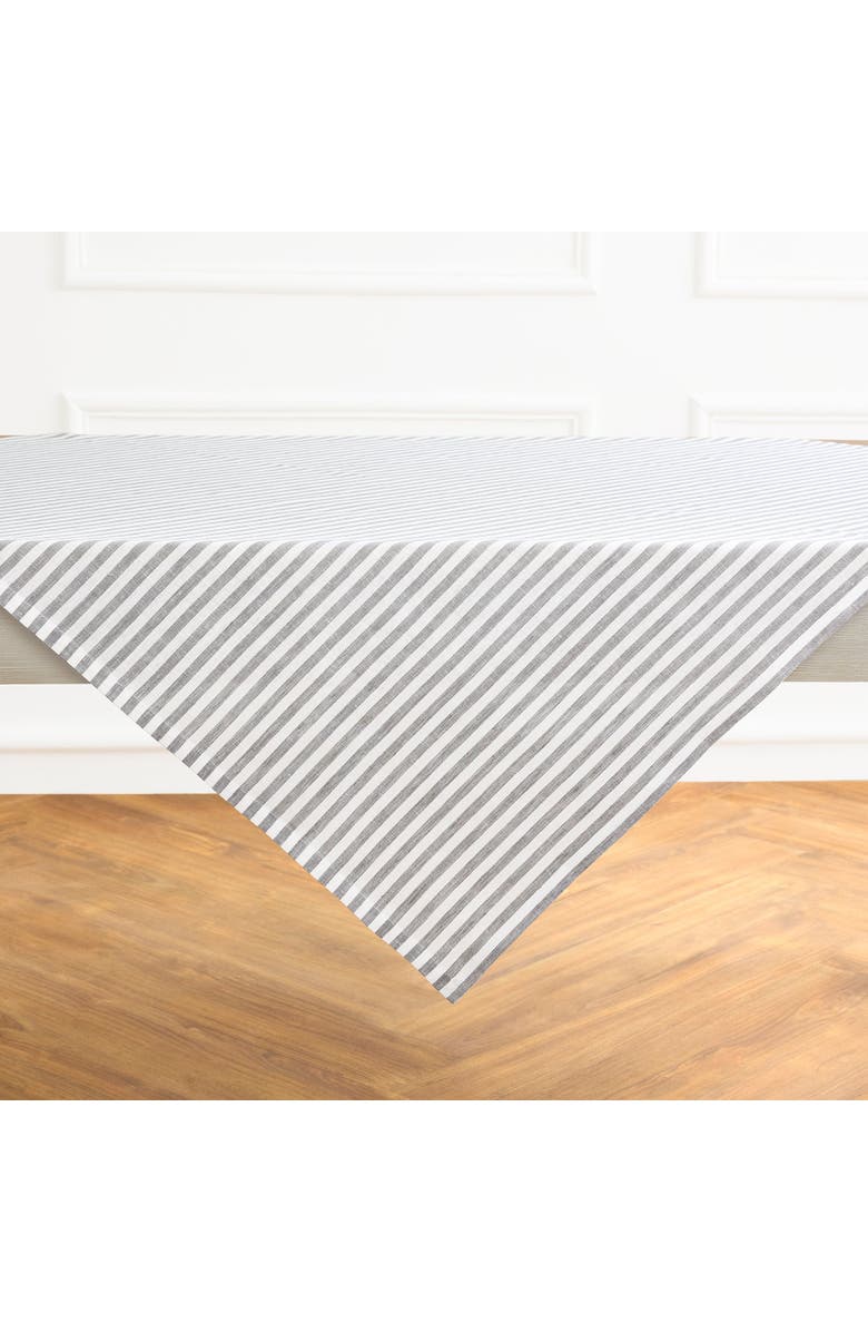 Solino Home Linen Table Throw - Amalfi Stripe, 52" x 52", 52" x 52", Alternate, color, Grey And White
