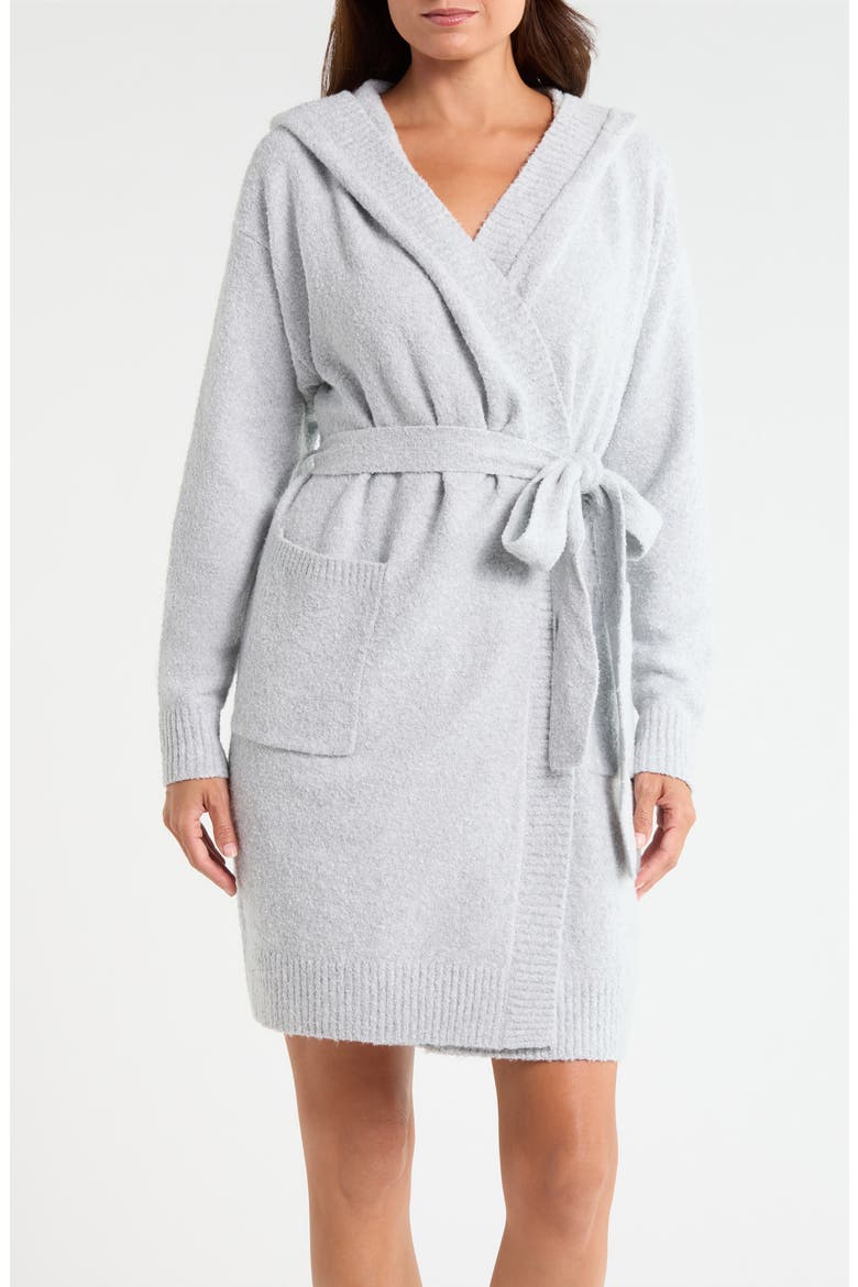 Cloud Soft Hooded Short Robe, Main, color, GREY LIGHT HEATHER