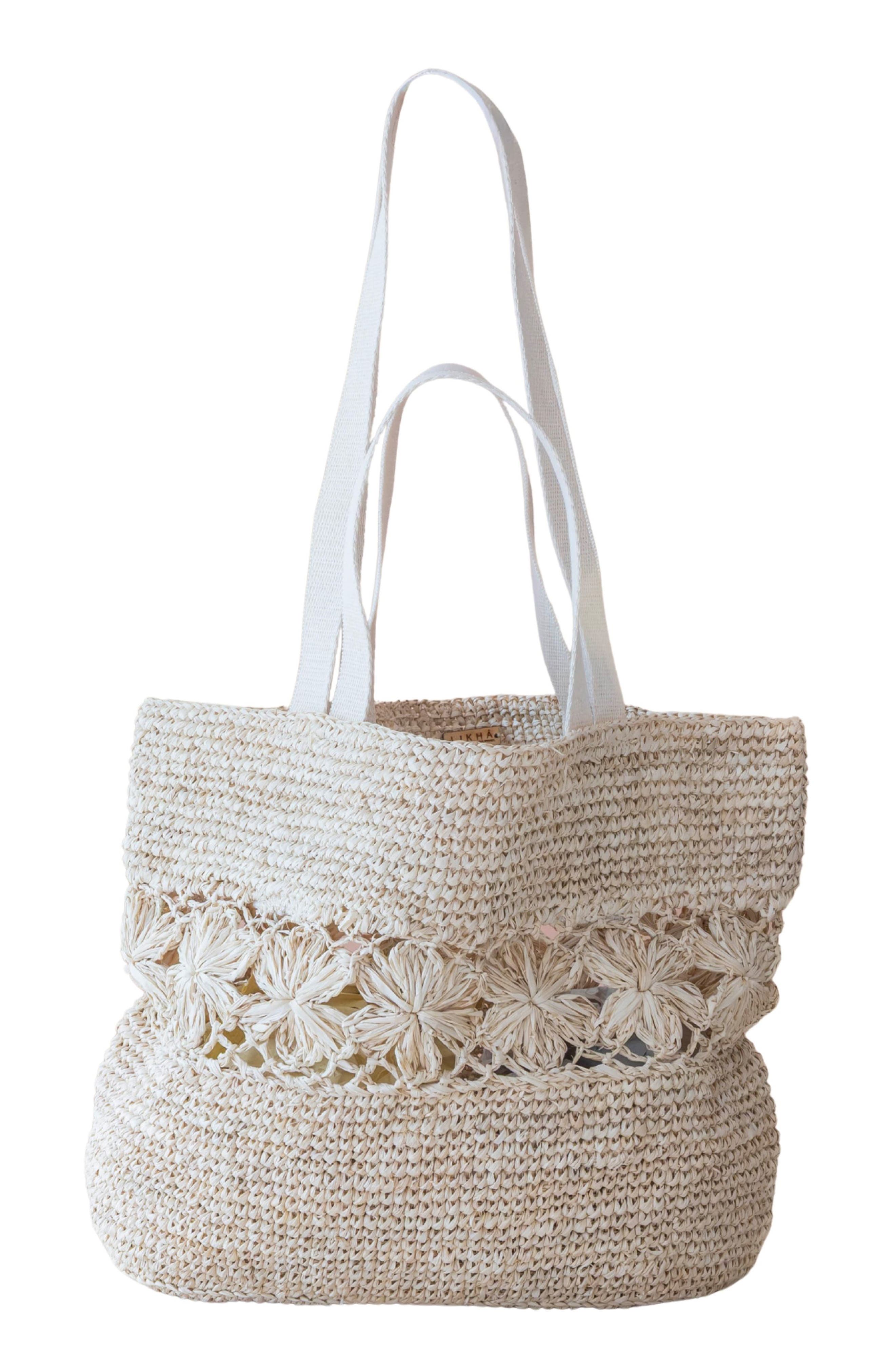 LIKHA Raffia Floral Weave Tote, Alternate, color, 