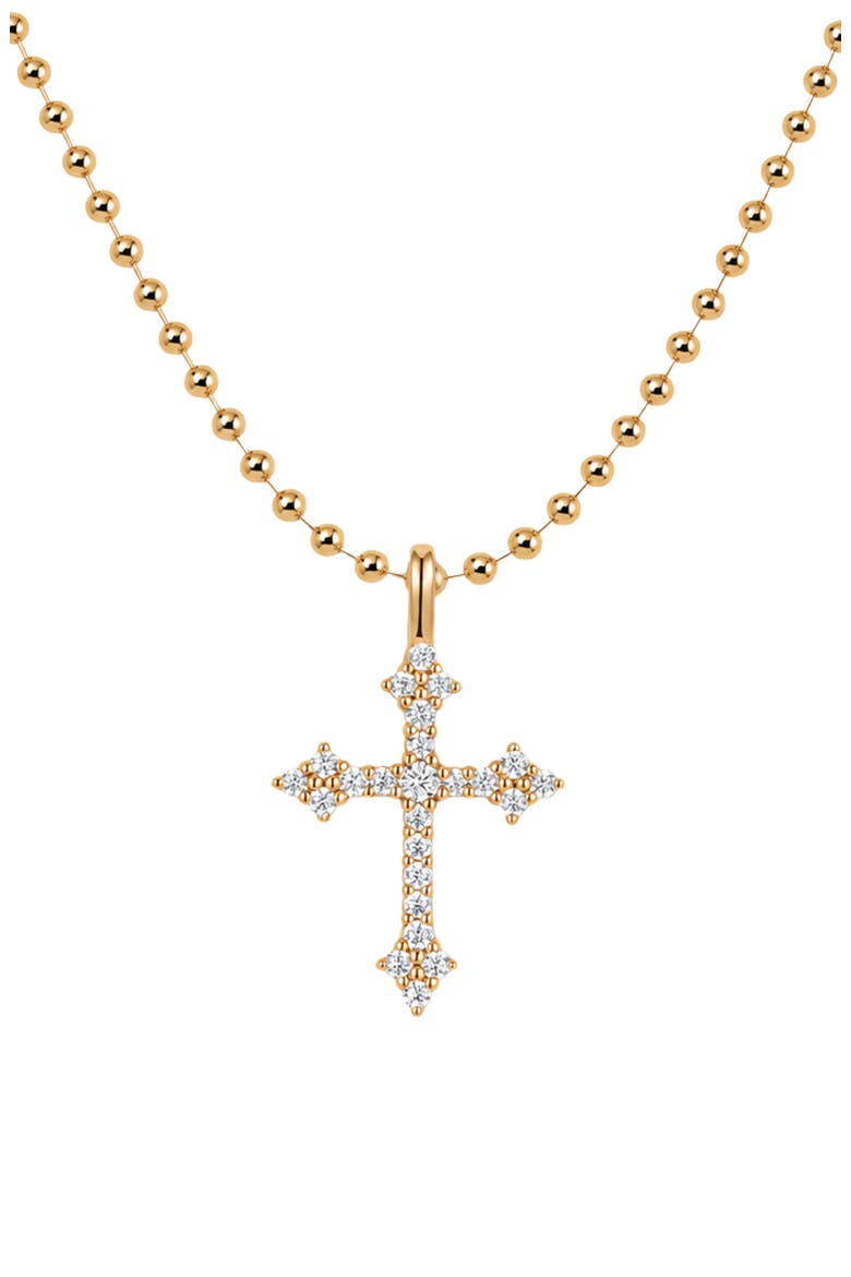 Vintage Cross Bead Chain Necklace, Main, color, Gold Vermeil