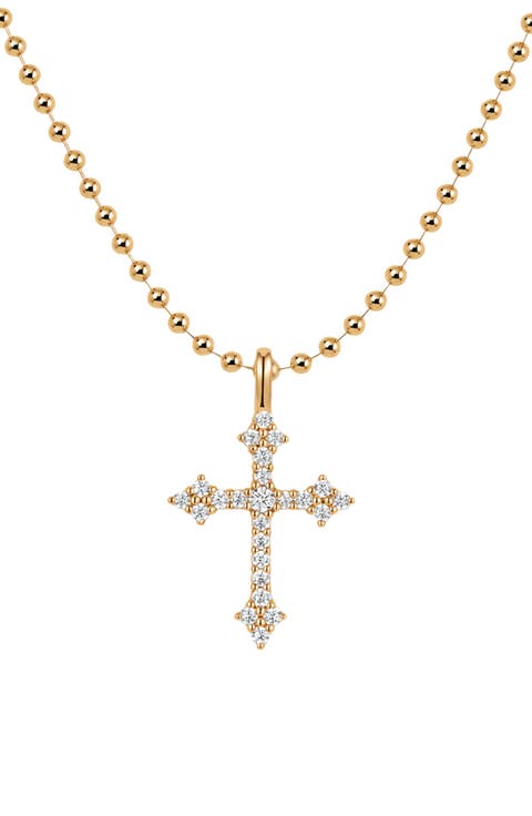 Vintage Cross Bead Chain Necklace
