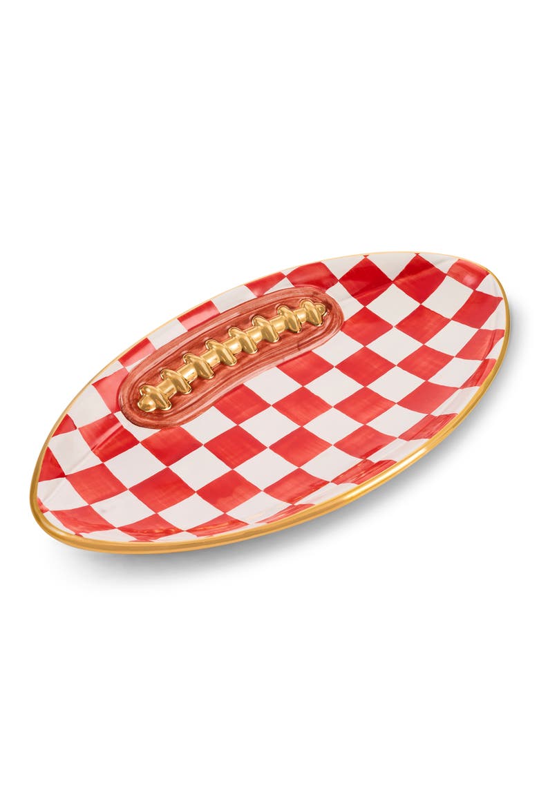 Football Ceramic Serving Platter, Main, color, RED