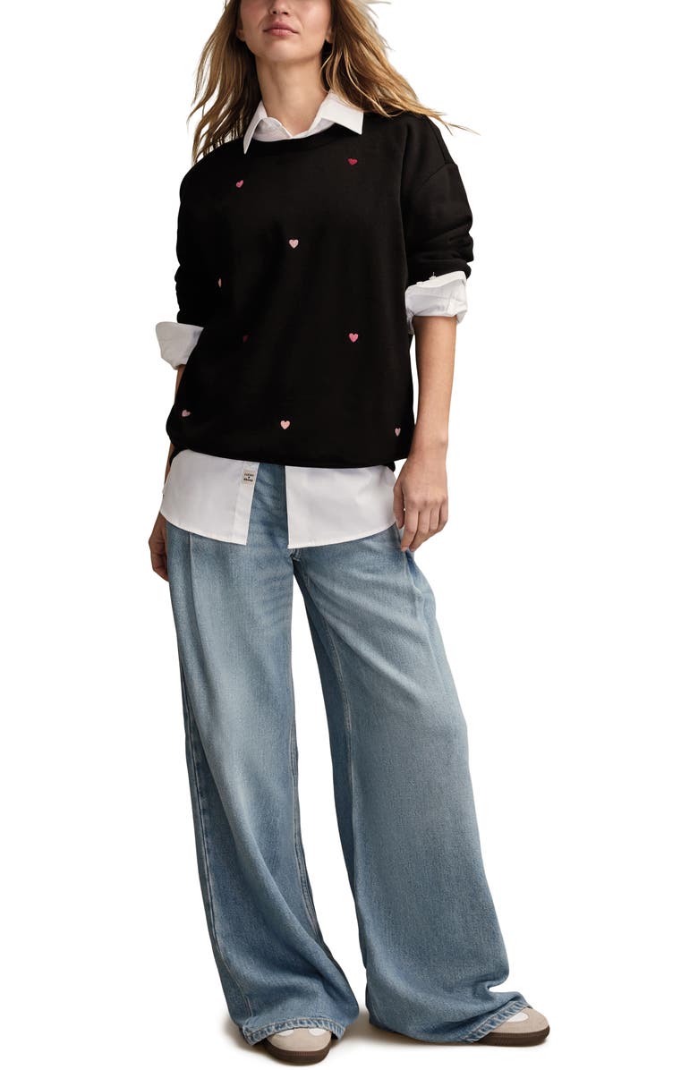 Lucky Brand Valentine Heart Crewneck Sweatshirt, Alternate, color,