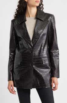 Bernardo Croc Embossed Faux Leather Jacket
