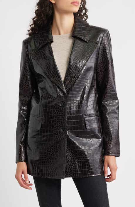 Bernardo Croc Embossed Faux Leather Jacket