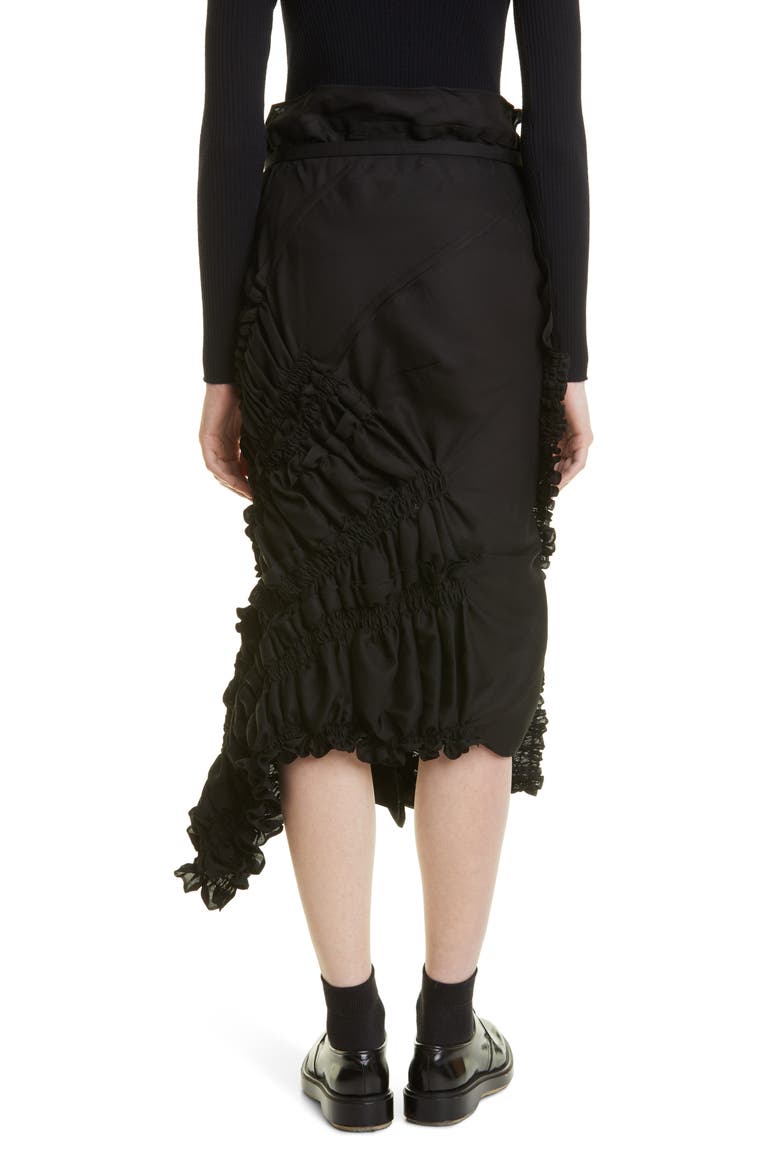 Cotton Georgette Ruched Skirt, Alternate, color, BLACK