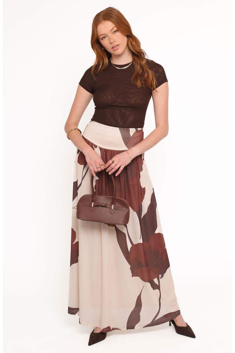 Cascade Print Maxi Skirt, Alternate, color, CREAM BROWN FLORAL