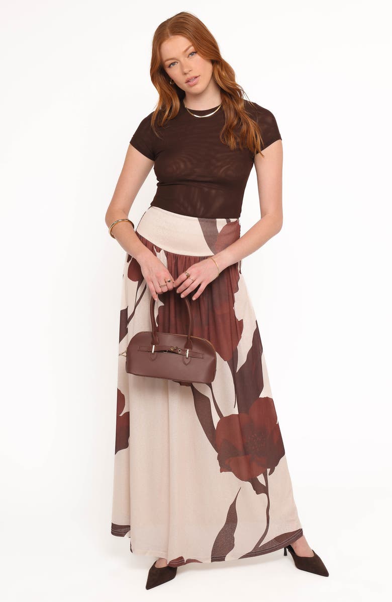 Petal & Pup Cascade Print Maxi Skirt, Alternate, color, Cream Brown Floral