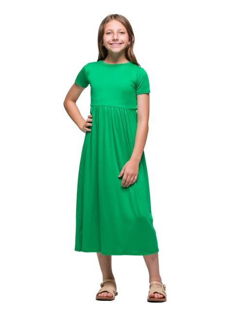 Short Sleeve Pleated Midi Dress
