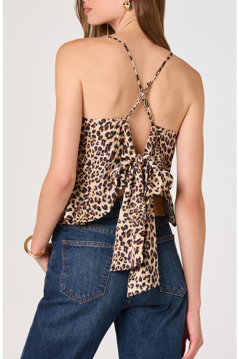 Everli Polka Dot Tie Back Top, Alternate, color, LEOPARD PRINT