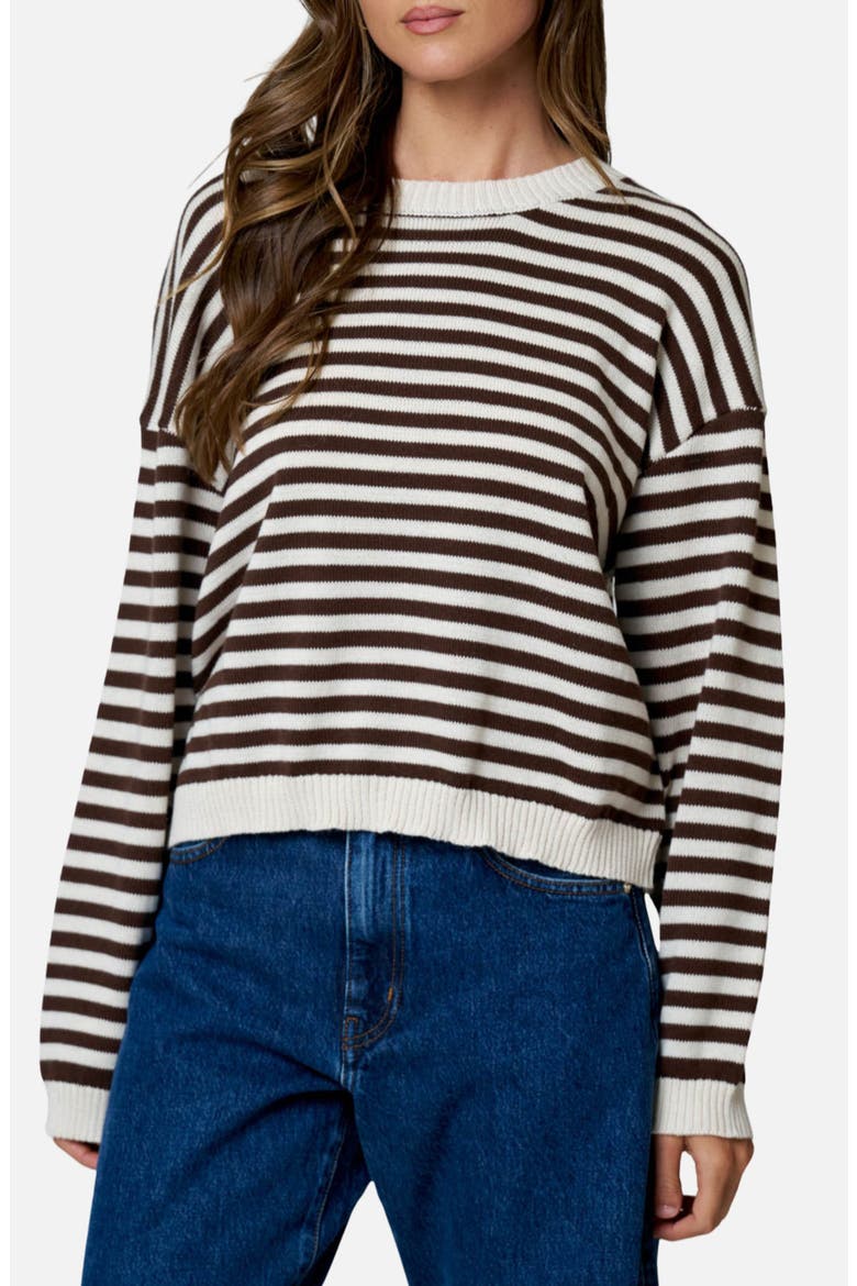 Stripe Cotton Blend Sweater, Main, color, OATMEAL