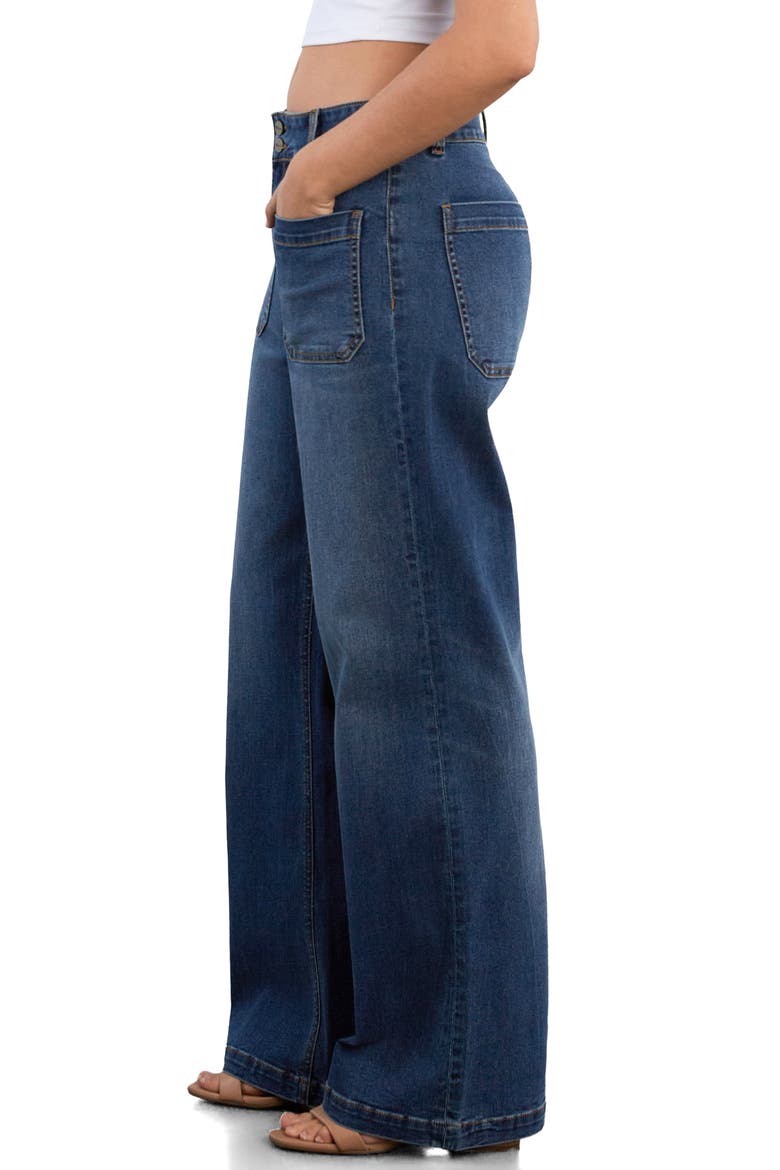 Patch Pocket Wide Leg Jeans, Alternate, color, DENIM PATCH