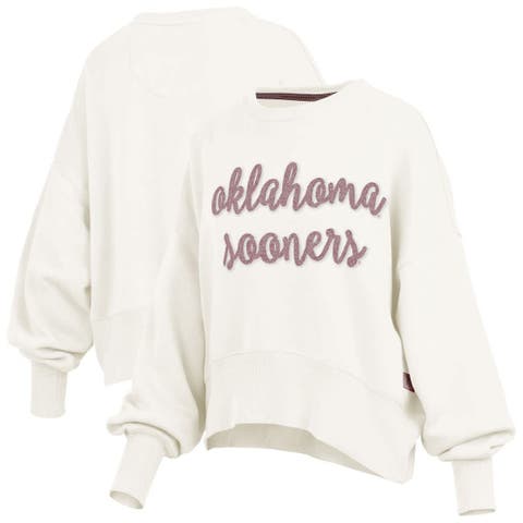 Women
s Pressbox Cream Oklahoma Sooners Chelsea Oversized Pullover Sweatshirt