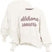 PRESSBOX Women's Pressbox Cream Oklahoma Sooners Chelsea Oversized Pullover Sweatshirt