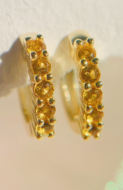 Little Sky Stone Birthstone Huggies In Yellow