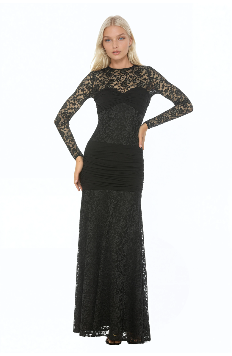 Alexia Admor Nova Long Sleeve Ruched Dress, Main, color, Black