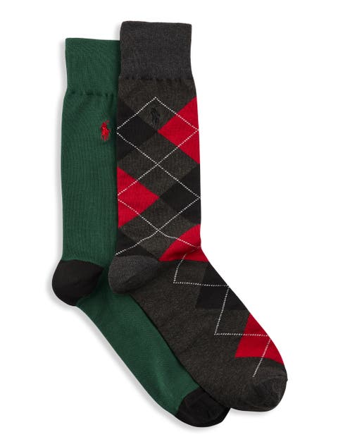 Big & Tall 2-pk Argyle Crew Socks