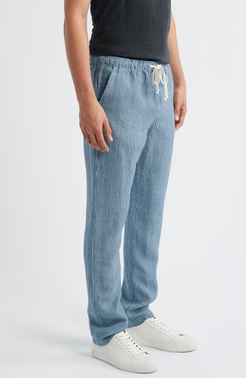 Alex Crane Bo Linen Drawstring Pants In Blue