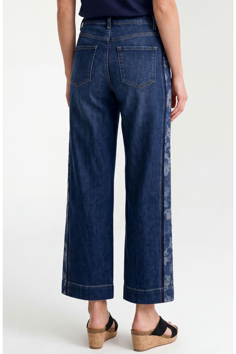 Stride Floral Side Stripe Ankle Wide Leg Jeans, Alternate, color, INDIGO GARDENS