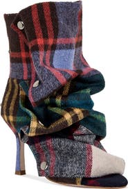 AZALEA WANG Birdsong Ruched Plaid Bootie