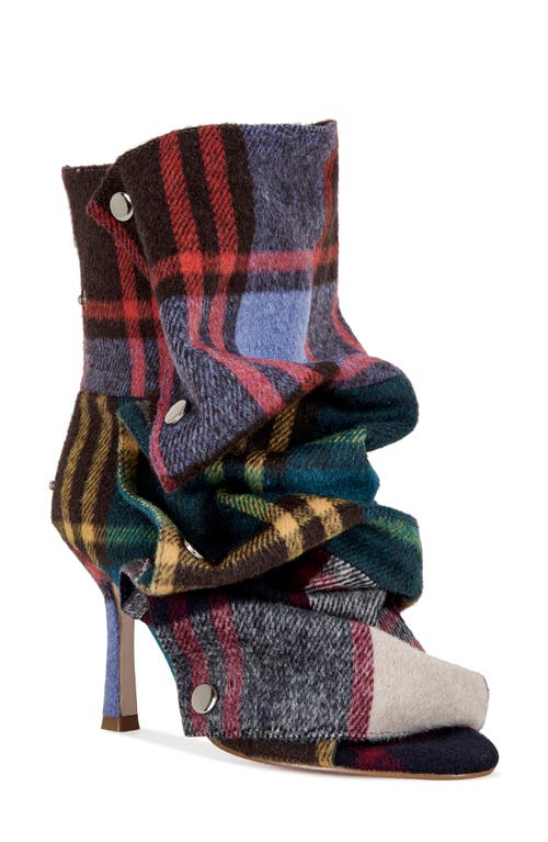 Azalea Wang Birdsong Ruched Plaid Bootie In Multi